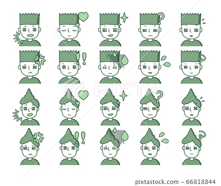 Green person illustration 12 facial expression variations Green person illustration 12 facial expression variations 66818844