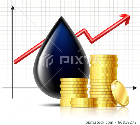 Oil barrel price rises chart and Black drop of... - Stock Illustration ...