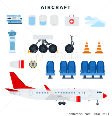 Aircraft and its components. Set of aircraft parts, isolated on white background. Vector illustration Aircraft and its components. Set of aircraft parts, isolated on white background. Vector illustration 66819451