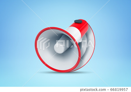 3d rendering of a red and white megaphone on blue background 66819957