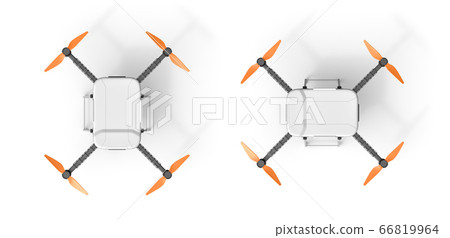 3d rendering of top view of quadcopter isolated on white background 3d rendering of top view of quadcopter isolated on white background 66819964