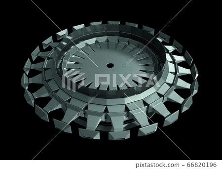 Sci-Fi Mechanical, Robotic Gear Isolated On Black 66820196