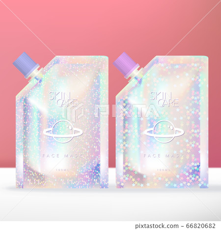 Vector Glitter Holographic  Pouch or Packet with Screw Cap 66820682