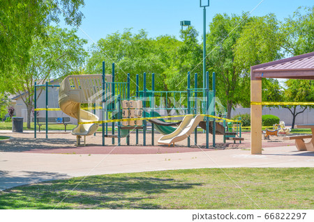 Play grounds closed due to Coronavirus, Covid-19. Social distancing ordered by the Governor of Arizona, Glendale, Maricopa County, Arizona USA 66822297