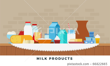 Dairy products on a counter vector flat isolated 66822665