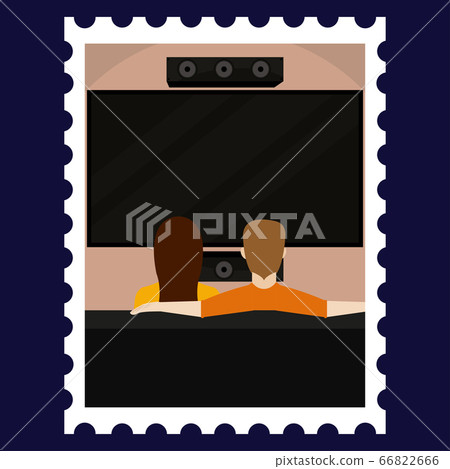 Couple watching television Couple watching television 66822666