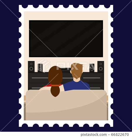 Couple watching television 66822670
