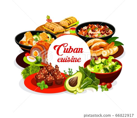 Cuban national cuisine round vector banner 66822917