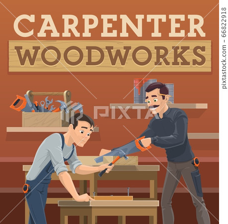 Carpenter and joiner workers, vector characters 66822918