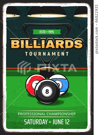 Billiard pool tournament retro vector poster 66822935