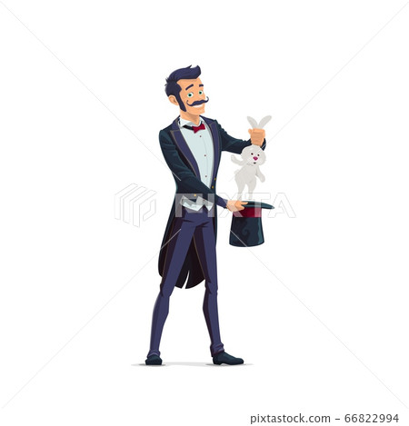 Magician producing rabbit from hat cartoon vector Magician producing rabbit from hat cartoon vector 66822994