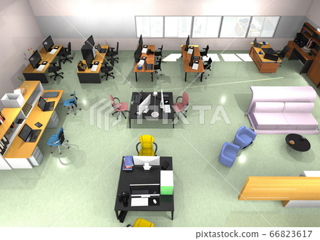 3DCG of spacious office space (overhead view) 66823617