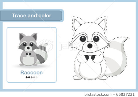 drawing and vocabulary worksheet trace and colour stock illustration 66827221 pixta