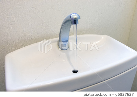 Flush toilet tank and faucet 66827627