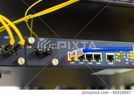 blue cable network connection to a port of a switch in Server Room blue cable network connection to a port of a switch in Server Room 66828097