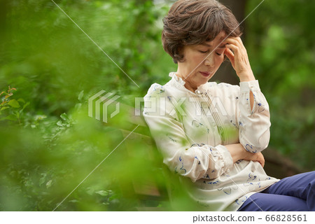 Senior walking in the park 66828561