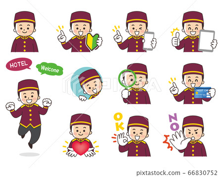 Hotel staff male variation beginner mark smartphone tablet magnifying glass 66830752