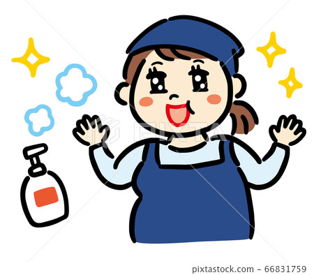 Plump clerk of set restaurant hand washing 66831759