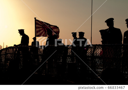 Maritime Self-Defense Force Officer working on the deck at dusk 66833467