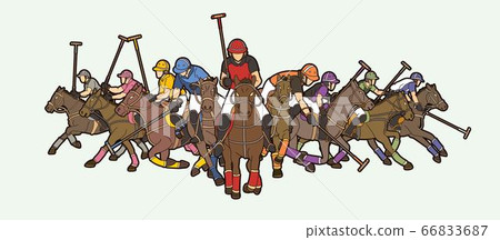 Group of Horses Polo players action sport cartoon graphic vector. 66833687