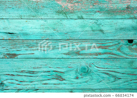 Weathered blue wooden background texture. Shabby wood teal or turquoise green painted. Vintage beach wood backdrop. 66834174