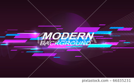 Dark geometric design with a gradient, blue and purple stripes 66835231