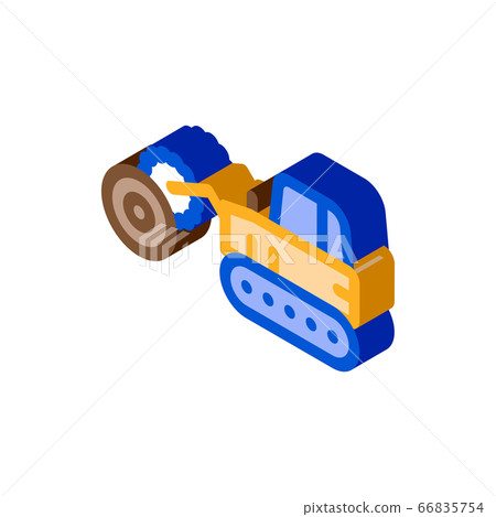 logging tractor isometric icon vector illustration - Stock Illustration ...