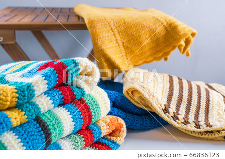 Hand-knitting of wool yarn, grandmother's relic important 66836123