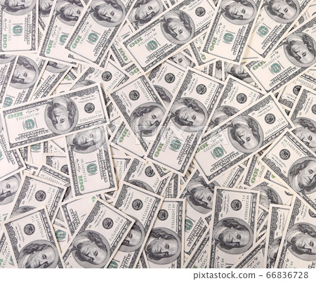 One hundred dollar bills close up, U.S. currency 66836728