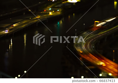 Metropolitan Expressway at night with miniature photography 66837413