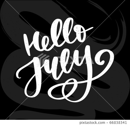 Hello july lettering print. Summer minimalistic 66838341