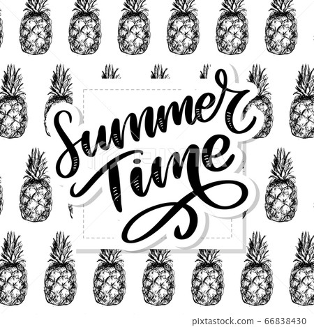 Pineapples seamless pattern black white vector Pineapples seamless pattern black white vector 66838430
