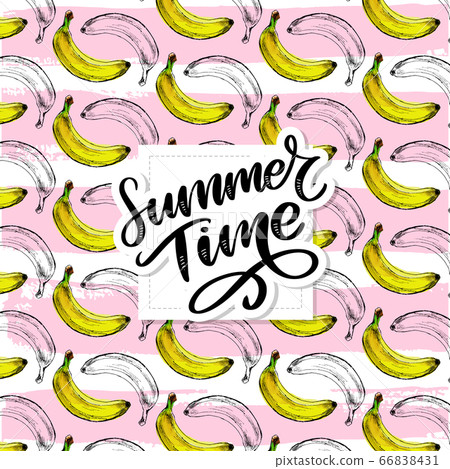 Summer time slogan Vector RGB seamless banana 66838431