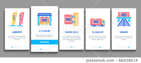 Outdoor Media Advertising Promo Onboarding Elements Icons Set Vector 66838614
