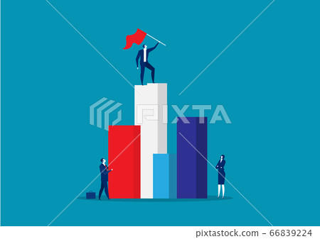 Leader Stand with Hoisted Red Flag on Top. Leader Stand with Hoisted Red Flag on Top. 66839224