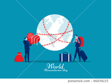 world humanitarian day. War and crisis in country. 66839225