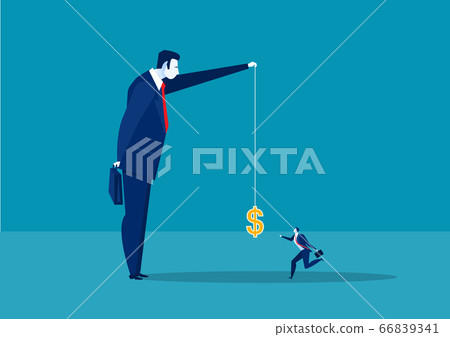businessman running catch a dollar placed on a hook ,active income concept 66839341