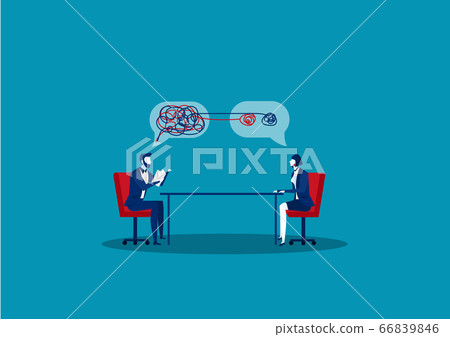 businessman interview to manager with have noted about her attitude. Vector Illustration. 66839846