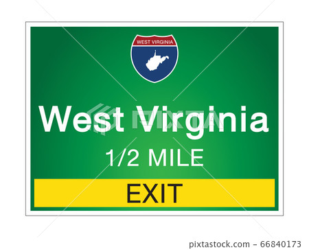 Highway signs before the exit To the state West Highway signs before the exit To the state West 66840173