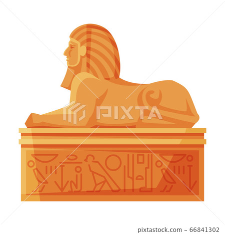 Egyptian Sphinx Statue, Side View, Symbol of Egypt Flat Style Vector Illustration on White Background 66841302