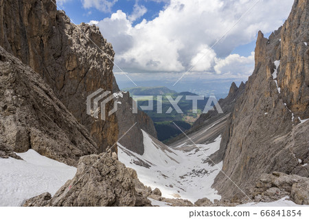 Landscape in June at Sassolungo. Dolomites. Italy. 66841854