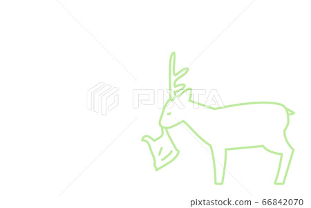 Illustration of a wild deer eating a plastic bag 66842070