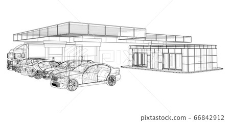 Electric Car Charging Station with Cars and Truck 66842912