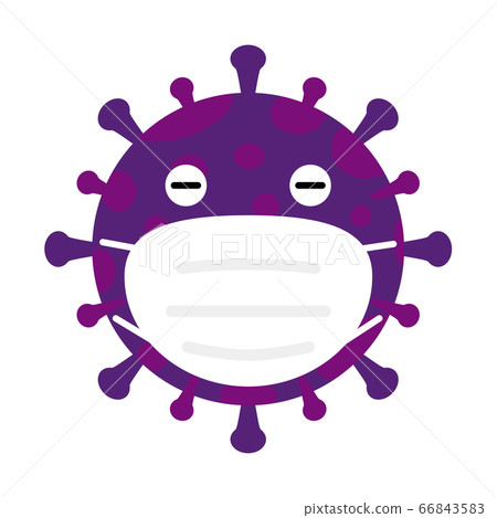 戴著面具的冠狀病毒(卡通風格的插圖) 戴著面具的冠狀病毒(卡通風格的插圖) 66843583