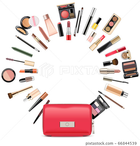 Vector Round Makeup Concept with Beautician Vector Round Makeup Concept with Beautician 66844539