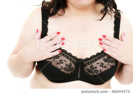 Woman big breast wearing bra Woman big breast wearing bra 66844573