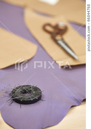 sewing scissors, fabric and pins for sewing and needlework sewing scissors, fabric and pins for sewing and needlework 66844768