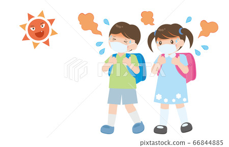 小學生戴著口罩,仲夏上學 小學生戴著口罩,仲夏上學 66844885