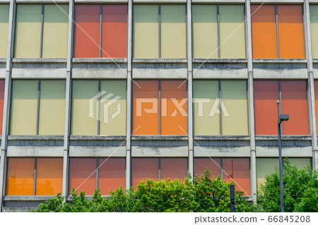 Windows of a colorful building in Futakotamagawa, Setagaya-ku, Tokyo Windows of a colorful building in Futakotamagawa, Setagaya-ku, Tokyo 66845208