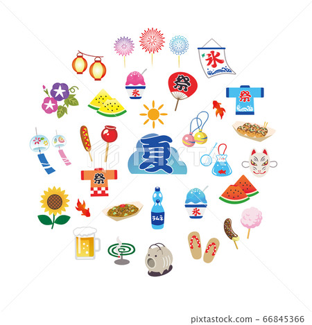 Japanese summer icon illustration set Japanese summer icon illustration set 66845366